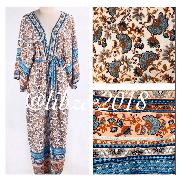 Bohemian Kimono Robe NWT OS Fits up to XL - Picture 3 of 5